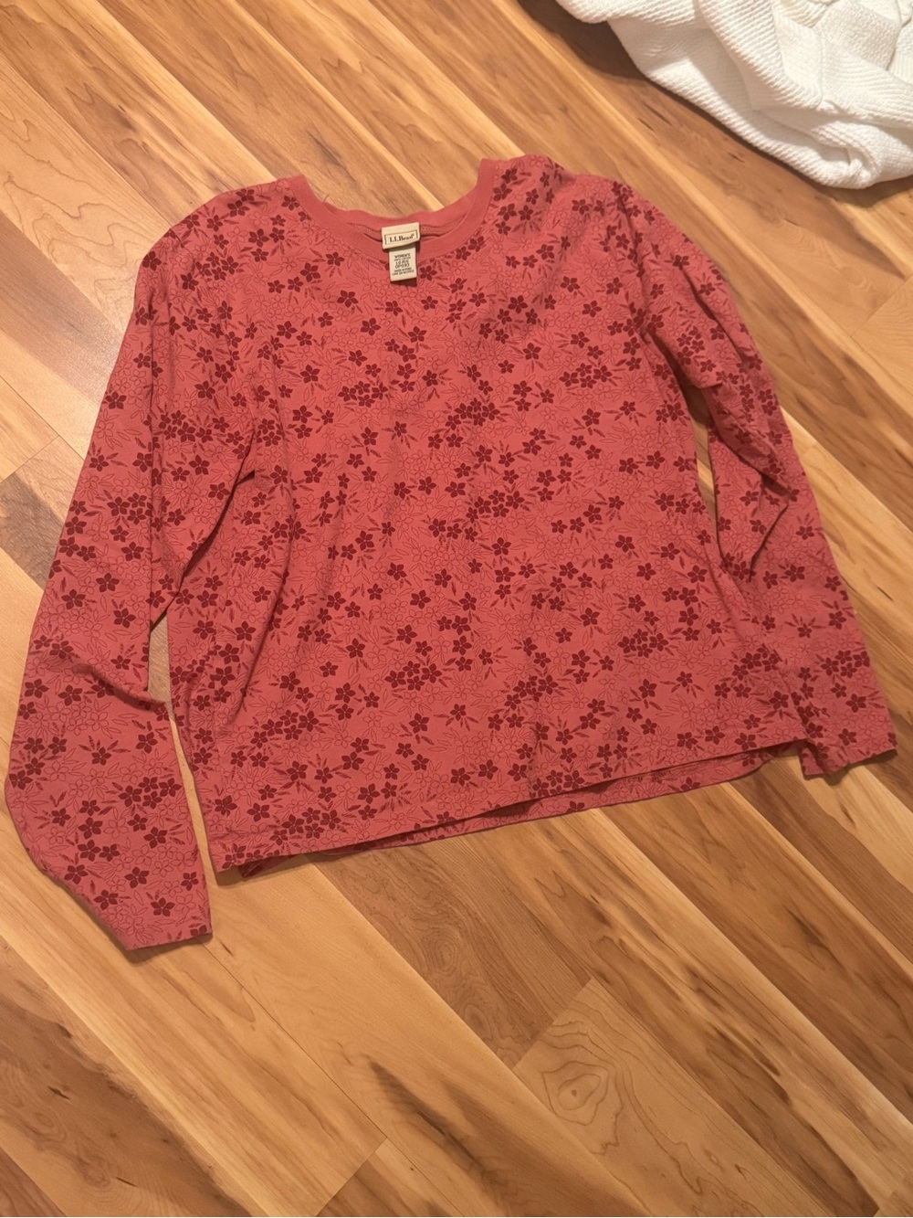 L.L. Bean | Cotton Rose Pink Floral Long Sleeve Tee - Picture 3 of 4